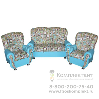 "Бусинка ЛЮКС" комбинированный комплект детской мягкой мебели голубой 