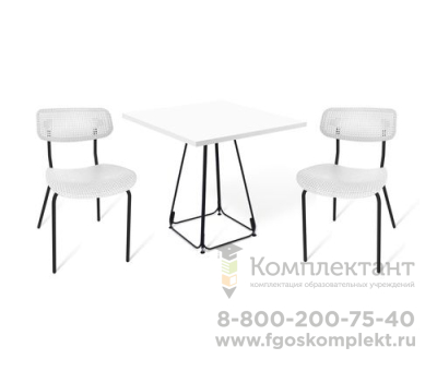 Стол со стульями SHT-DS80 (белый / темно-серый ral70 / белый / черный)