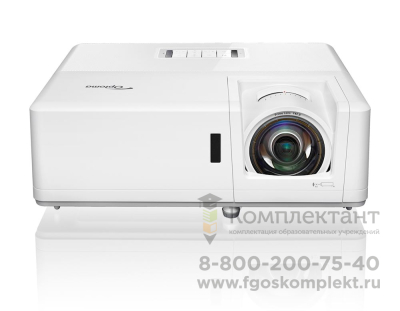 Лазерный проектор Optoma [ZH406, ZH406-W] DLP FullHD(1920*1080),4500 ANSI lm;300000:1;IP6X;TR 1.4-2.24:1;Lens Shift;HDMIx2;VGAx1;Mic3,5x1;AudioINx2;VGAOut x1;AudioOUTx1;USB-A 1.5A;RS232;RJ45;12V Trigger;USB-B;3D-sync;10Wx2; 30dB;5.5kg белый(E1P1A3DWE1Z1)
